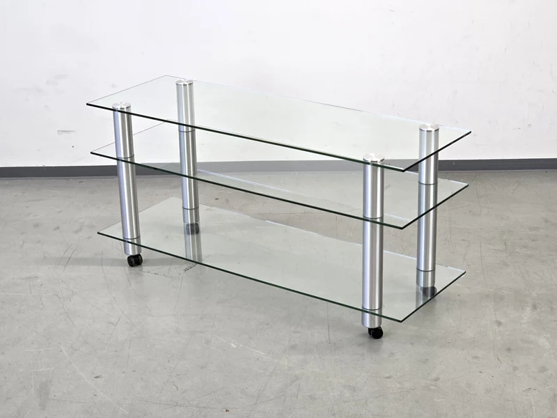 JUST-RACKS TV Rack Glas Aluminium Rollen Spectral Phonomöbel Lowboard High-End