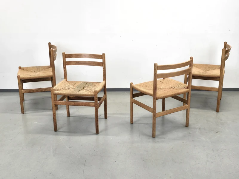 DANISH STUHL Stuhl Mid Century Stühle Modern Eiche Geflecht Vintage Esszimmer Küche