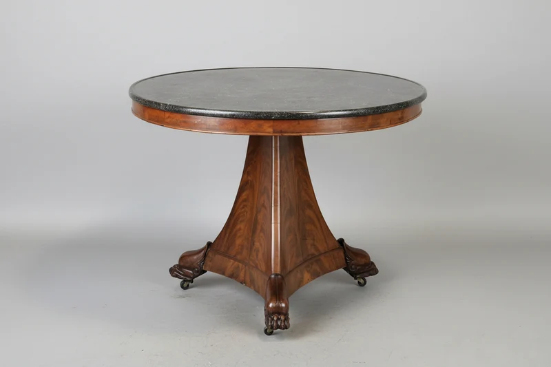 GUERIDON TISCH stein rund esstisch antik antiker marmor mahagoni vintage beistelltisch
