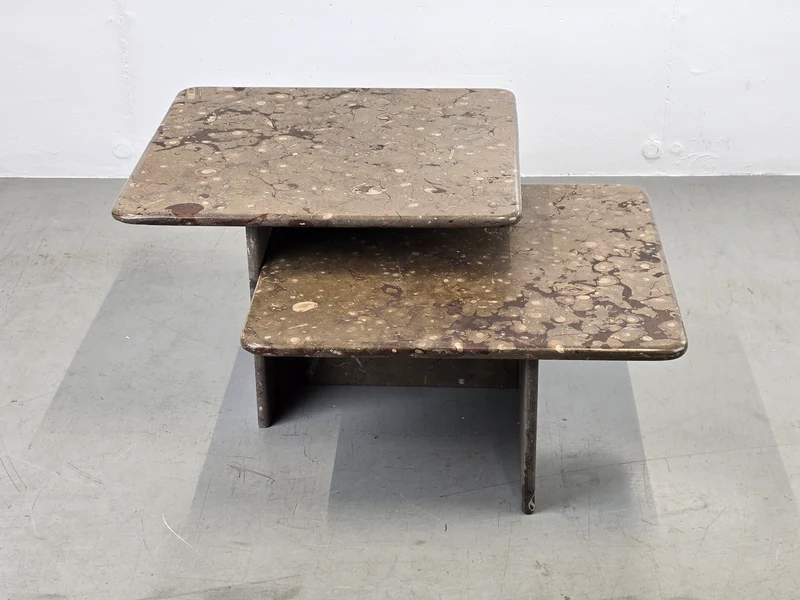 1980ER FOSSILIEN TISCH vintage couchtisch marmor stein wohnzimmer coffeetable