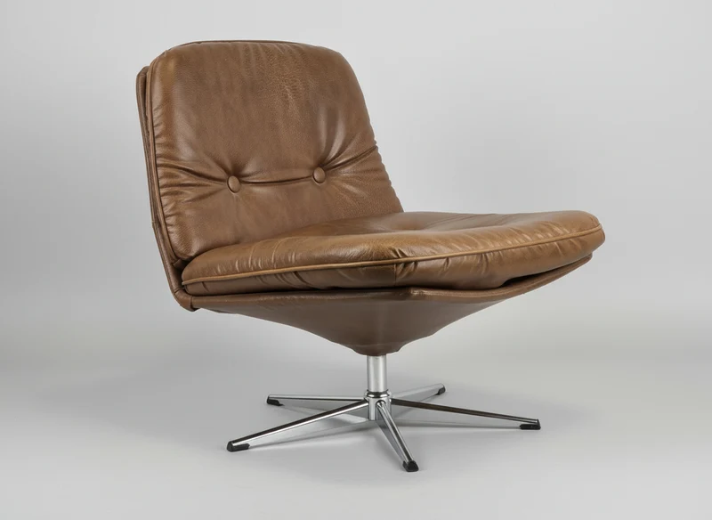 GILLIS LUNDGREN SESSEL leder brauch chrom vintage tv ikea drehsessel mid century