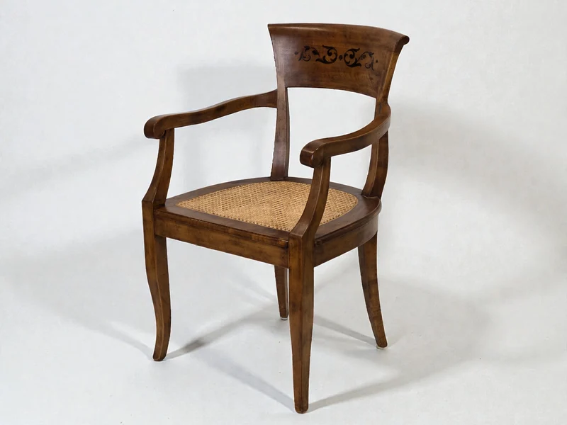 BIEDERMEIER ARMLEHNSTUHL Antik Stuhl Wiener Geflecht Holz Kirschbaum Vintage