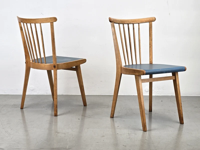 VINTAGE STUHL stühle küche 1950er Jahre holz retro ddr blau esstisch