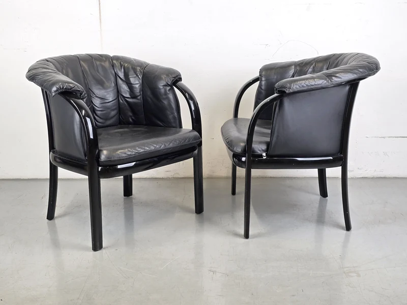 WK MÖBEL LOUNGE STUHL esszimmer esstisch leder schwarz vintage büro schreibtisch