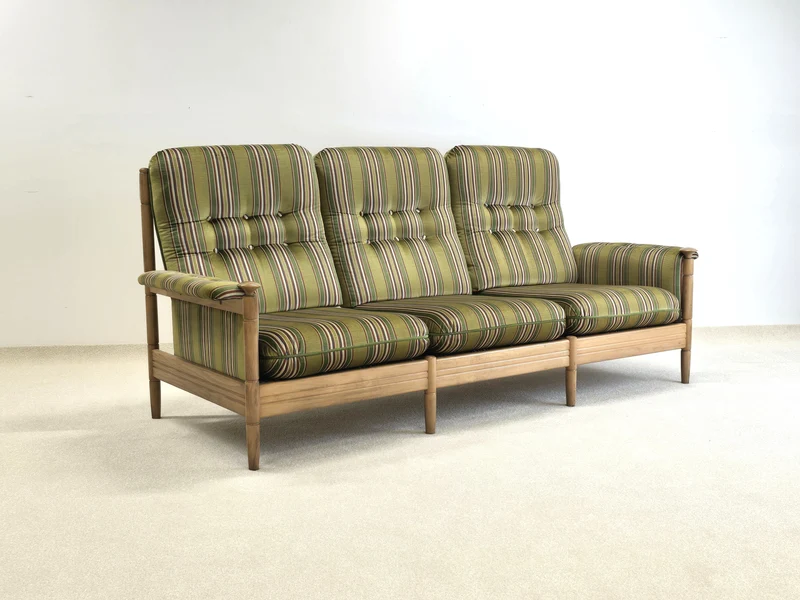 1960ER SOFA couch vintage 3sitzer holz mid century grün sessel schlafsofa