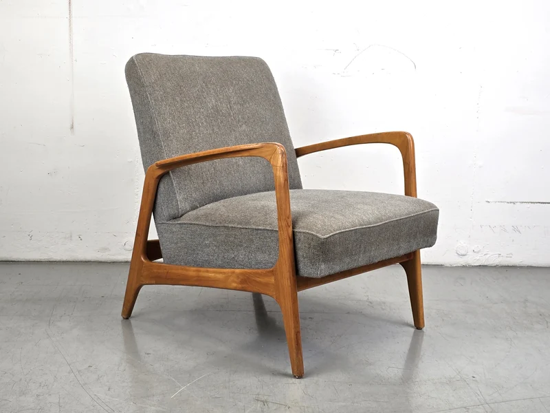 KNOLL ANTIMOTT SESSEL grau holz vintage tv stuhl 1960er retro