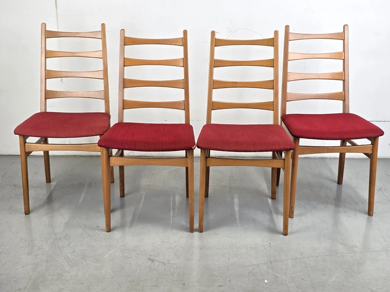 MID CENTURY STÜHLE stuhl vintage esstisch esszimmer küche rot holz