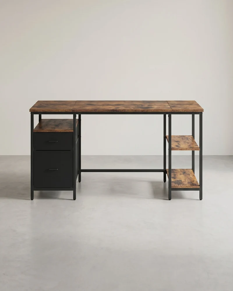 Vintage Schreibtisch 140 oder 160 cm – Industriedesign mit Schubladen und Ablageflächen – Bis 50 kg belastbar
