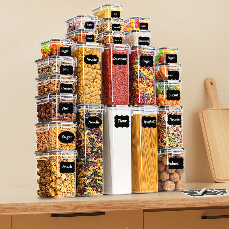 24-Piece Airtight Food Storage Containers Set – BPA-Free Kitchen Storage Boxes with Lids for Flour, Cereal, Pasta, Spaghetti, Dr