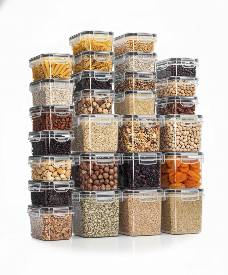 27-Piece Airtight Food Storage Container Set with Lids – Kitchen Pantry Organizer for Flour, Cereal, Sugar, Pasta, BPA-Free Plas