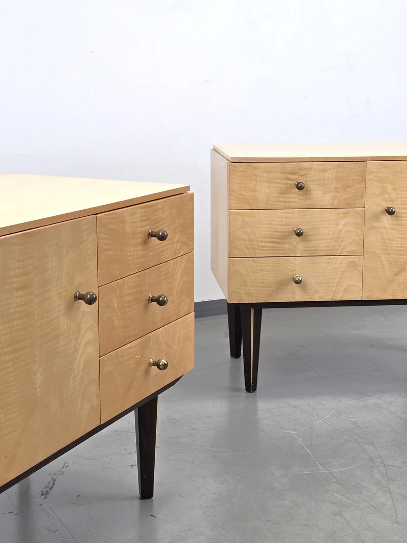 MID CENTURY NACHTTISCH SET vintage holz kommode schlafzimmer ablage