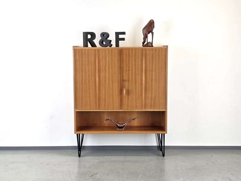 MID CENTURY KOMMODE schrank holz nussbaum vintage 60s 1960er