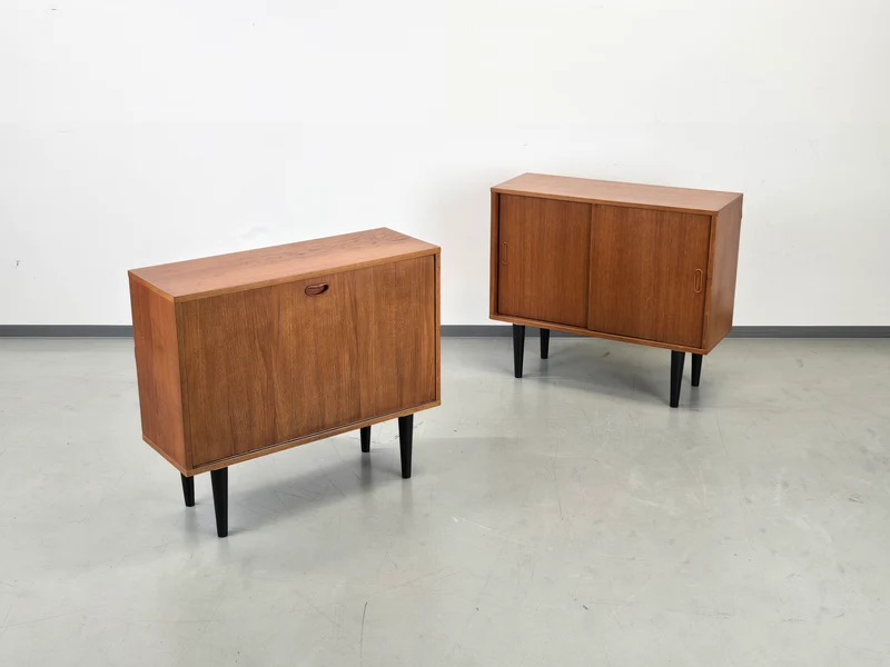 TEAK HOLZ SCHRÄNKCHEN kommode sideboard vintage bar schiebetüren