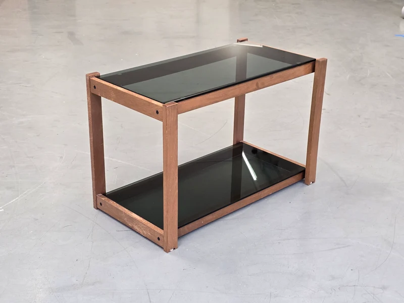 VINTAGE COUCHTISCH beistelltisch tv tisch regal rauchglas wohnzimmer