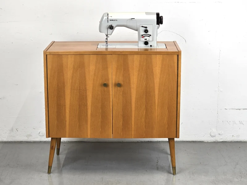 VINTAGE SIDEBOARD nähmaschine borletti kommode schubladen holz 1960er retro