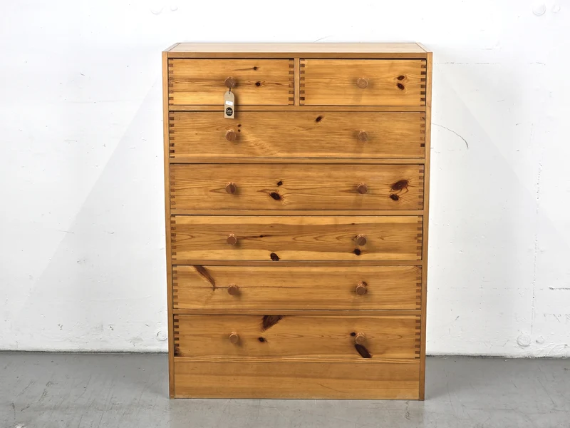 1970ER JAHRE VOLLHOLZ KOMMODE schubladen vintage domino holz