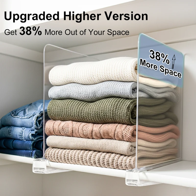 Shelf Dividers Purse Organizer for Closet: Acrylic Bag Storage Organizer for Handbags, Clutches, Clothes, Sweater, Towel