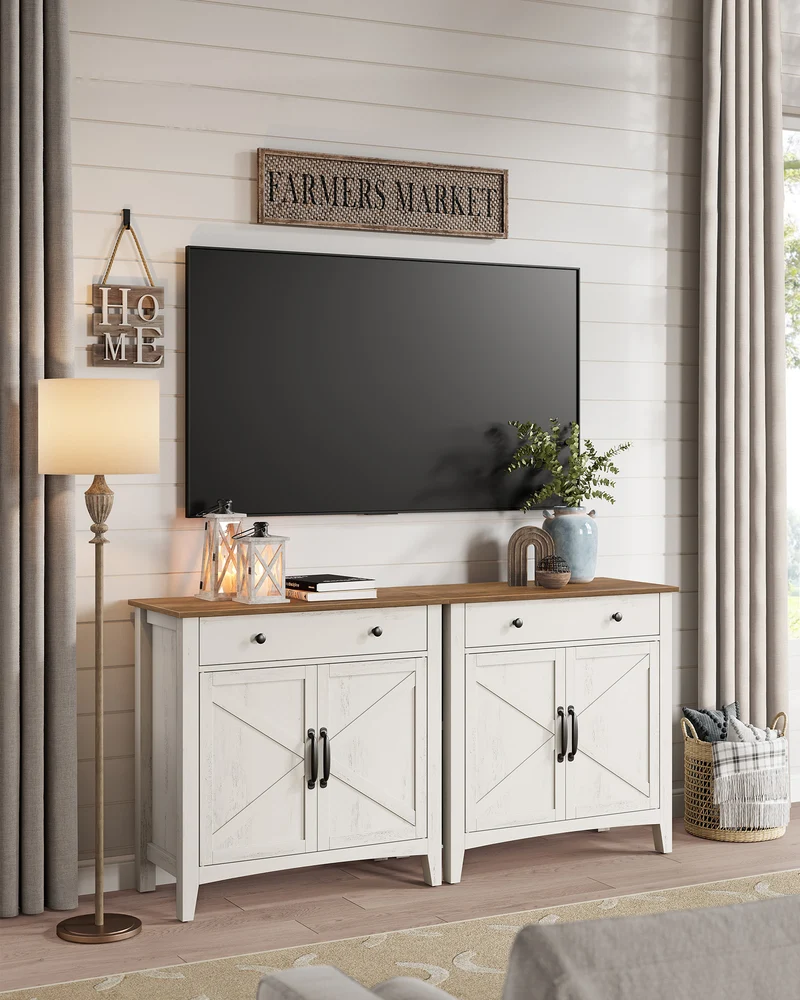 Sideboard mit Türen und Schublade - Landhausstil - Küchenschrank mit verstellbaren Regalen