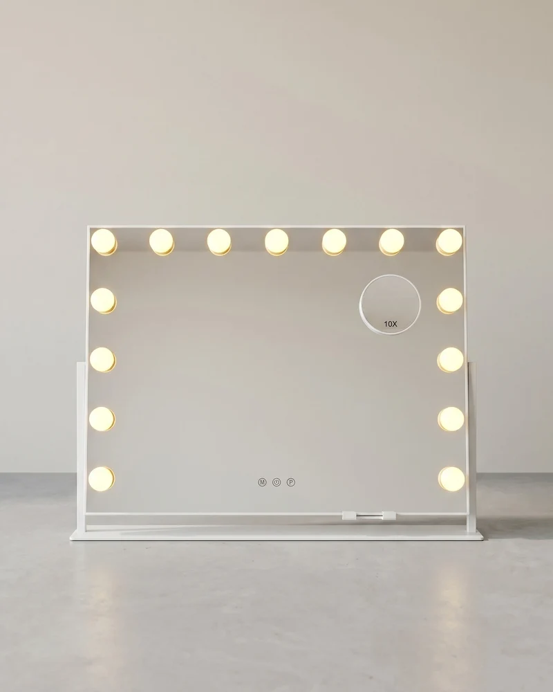 Kosmetikspiegel mit LED-Beleuchtung – 3 Lichtfarben – 360° Drehbar – USB-A & USB-C – 10-fache Vergrößerung