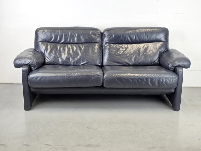 DE SEDE DS70 SOFA leder couch garnitur echtleder dunkelblau vintage 3Sitzer