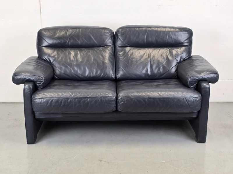 DE SEDE DS70 SOFA leder couch garnitur echtleder dunkelblau vintage 2Sitzer