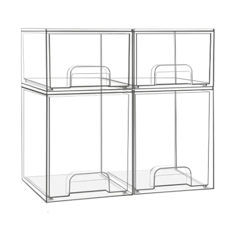 Saccik Bottle Storage Organizer Baby: 4 Pack Acrylic Bottles Station Organizer Container, Stackable Clear Drawers for Countertop, Vanity, Bathroom, Cabinet, Pantry Organization