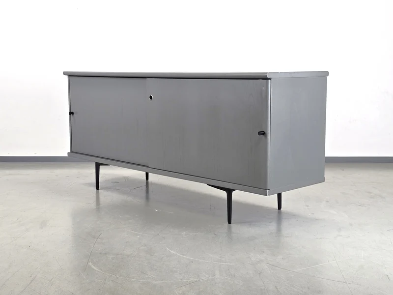 SCHIEBETÜREN SIDEBOARD grau tv board kommode wohnzimmer retro vintage