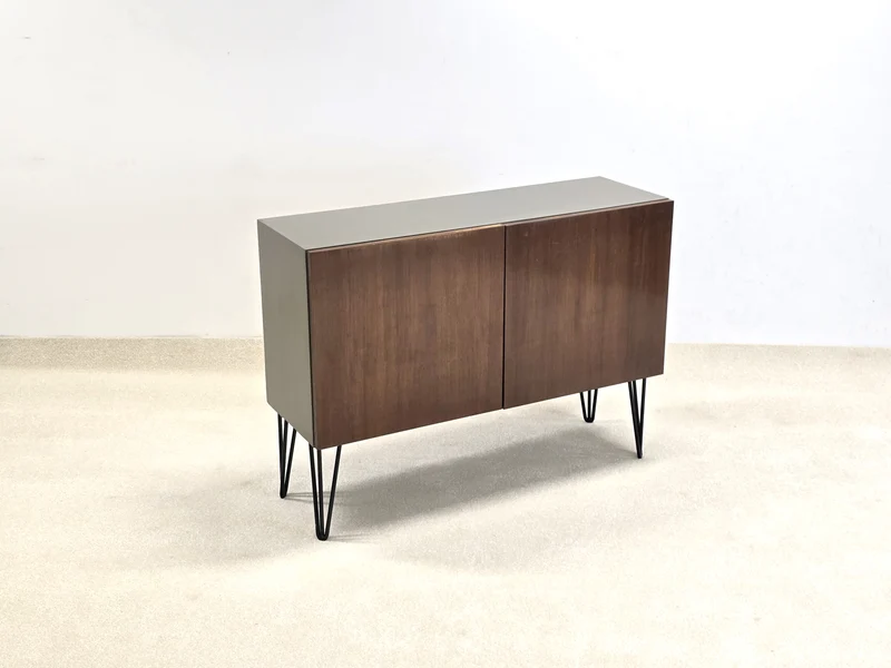 MID CENTURY SIDEBOARD nussbaum holz kommode tv board low hifi vintage wohnzimmer