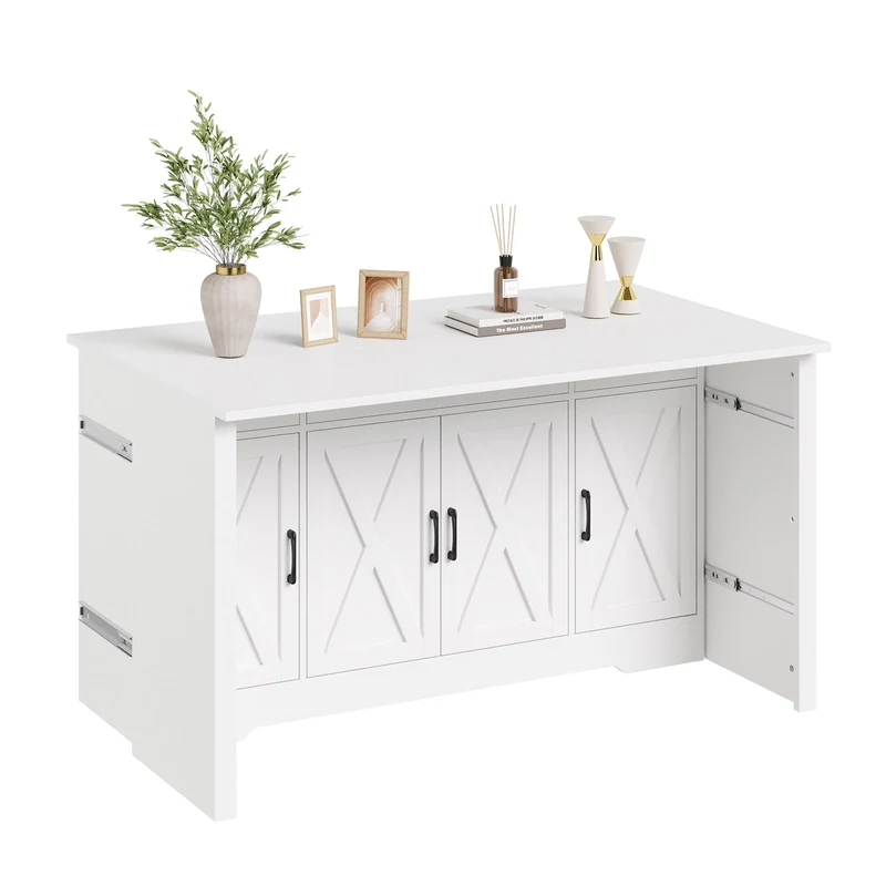 15"–30" Expandable Sideboard with 3 Drawers, White - Yanosaku