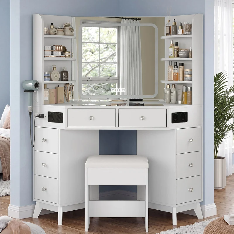 LED Mirror Vanity Desk White - Yanosaku