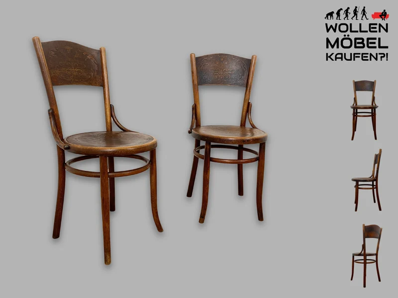 Wunderbarer antiker Bugholzstuhl von Fischel , früher Thonet , für Wien & Niemes Böhmen mit geprägten Ornamenten