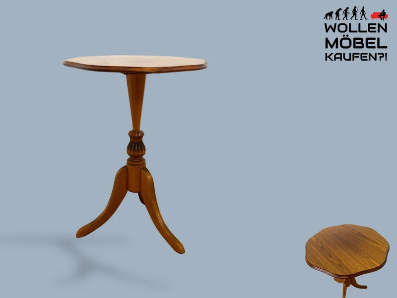 Sehr eleganter Vintage Beistelltisch mit fein gedrechseltem Mittelfuß