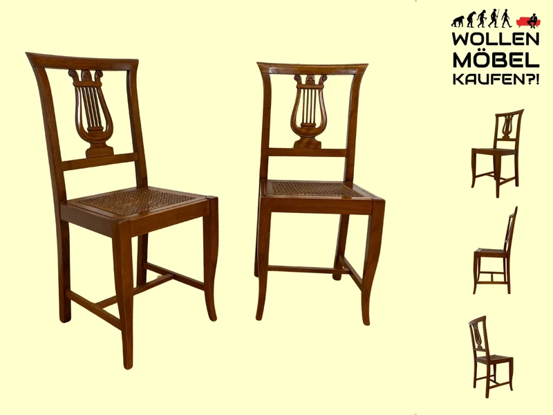 Eleganter und sehr gut erhaltener handverzierter Vintage Stuhl im antiken Stil mit Geflecht I Esszimmerstuhl Holzstuhl Küchenstuhl Dining Chair Jugendstil Stilmöbel I