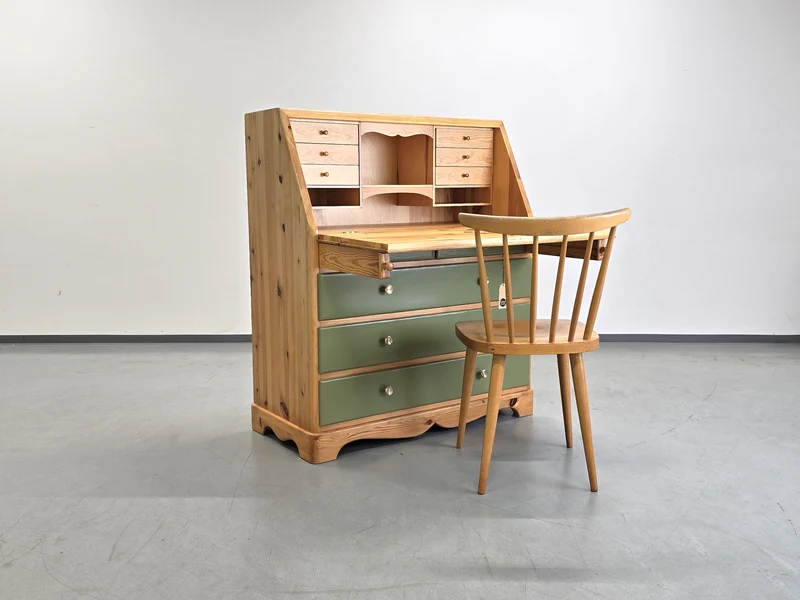 MASSIVHOLZ SEKRETÄR kommode schreibtisch minibar vintage schrank