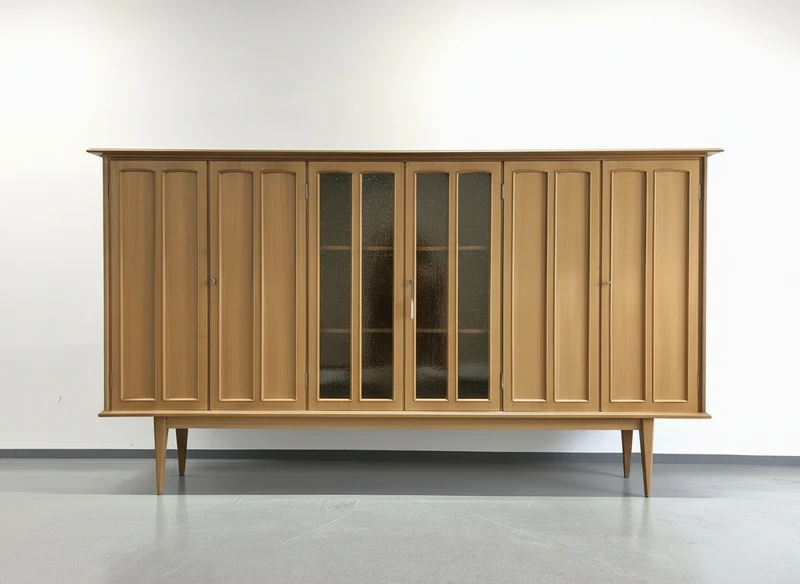 MID CENTURY HIGHBOARD schrank wohnzimmer vitrine holz nussbaum