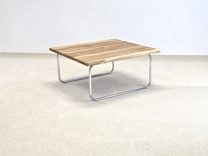 MASSIVHOLZ EICHE COUCHTISCH chrom waldkante tisch holz wohnzimmer chrom