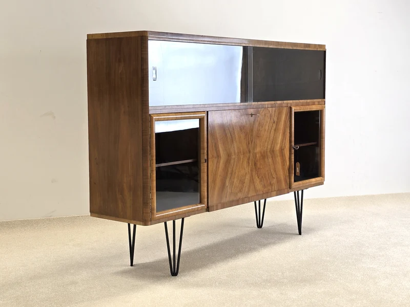 NUSSBAUM SIDEBOARD vintage kommode schrank highboard holz vitrine wohnzimmer 60s