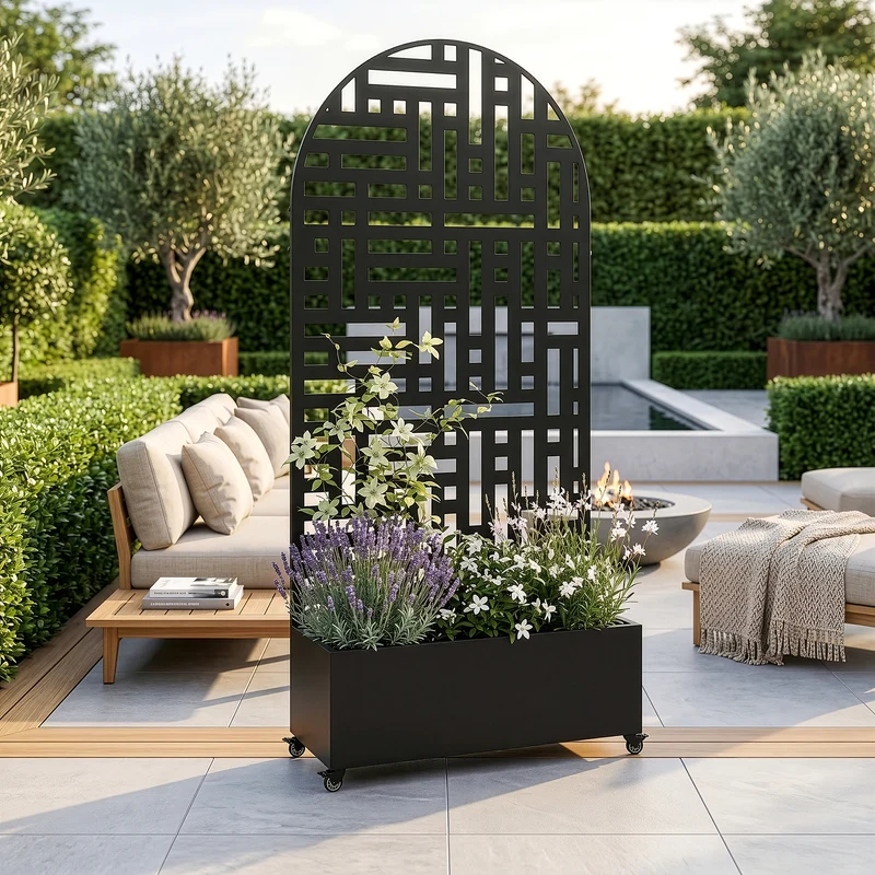 Trennwand Bernalda mit Blumenkasten Bogenform [casa.pro]