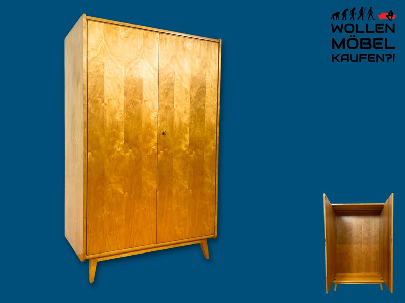 Stilvoller 60er Jahre Kleiderschrank mit Kleiderstange und konischen Füßen