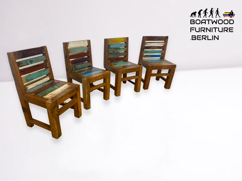 Bunter, stabiler und nachhaltiger Kinderstuhl handgefertigt aus altem Bootsholz in Originalfarben I Stuhl Kleinkindstuhl Holzstuhl Kinderzimmer Spielecke Kindermöbel Spielzimmer I
