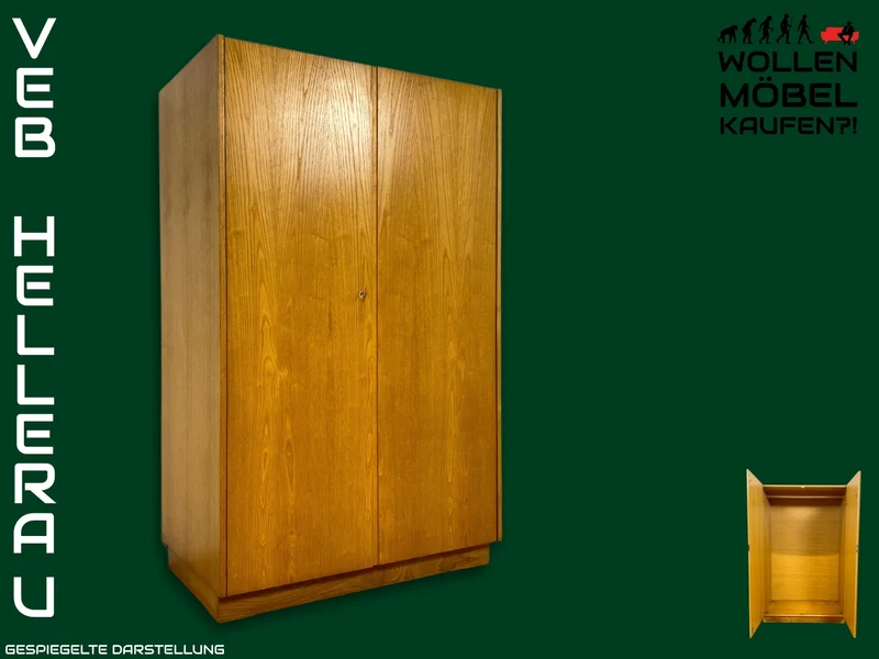 Ein VEB Hellerau Original I Seltener Mid-Century Kleiderschrank 799/O aus 1966 in ozeanischem Nussbaum mit Kleiderstange I Schrank Schlafzimmerschrank Vintage Retro 60er I
