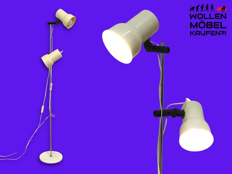 Skandinavische Space Age Stehlampe von Nordlux in Weiß mit zwei verstellbaren Leuchten I Stehleuchte Lampe Leselampe Licht Pop Art Retro Vintage Mid-Century 60er 70er I