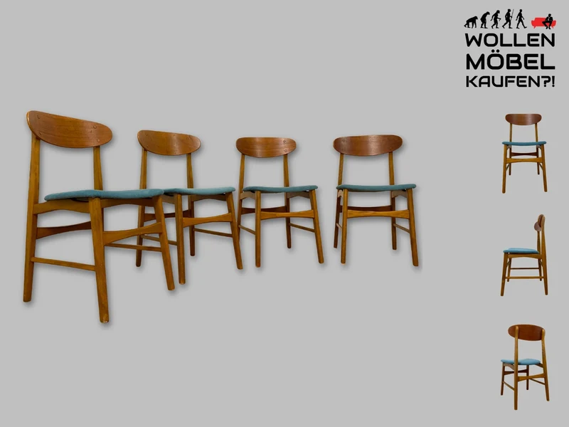 I IKEA war mal stilvoll & hochwertig I 4er Set 60er Jahre Ikea Atlas Stühle aus Teakholz I Esszimmerstühle Holzstühle Küchenstühle Chairs Skandinavisch Mid-Century Vintage I