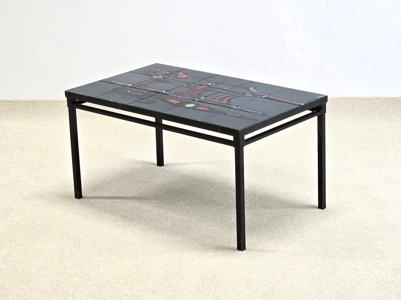 VALLAURIS BELARTI COUCHTISCH keramik tisch kunst art wohnzimmer vintage blumen beistelltisch