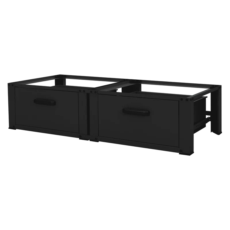 Waschmaschinen Untergestell Unterschrank doppel 128x53,5x31,5 cm mit Schublade in Schwarz ML-Design