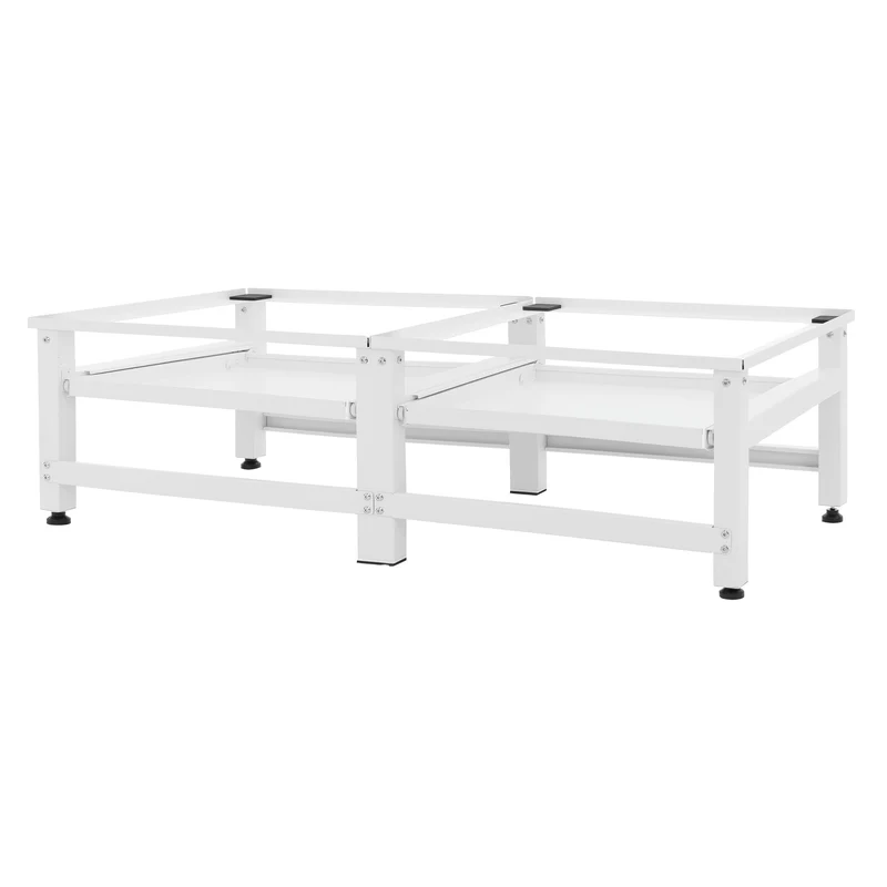 Waschmaschinen Untergestell Unterschrank doppel 122x53,5x37 cm mit ausziehbarer Ablage in Weiß ML-Design