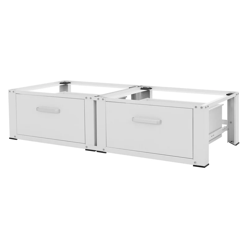 Waschmaschinen Untergestell Unterschrank doppel 128x53,5x31,5 cm mit 2 Schubladen in Weiß ML-Design