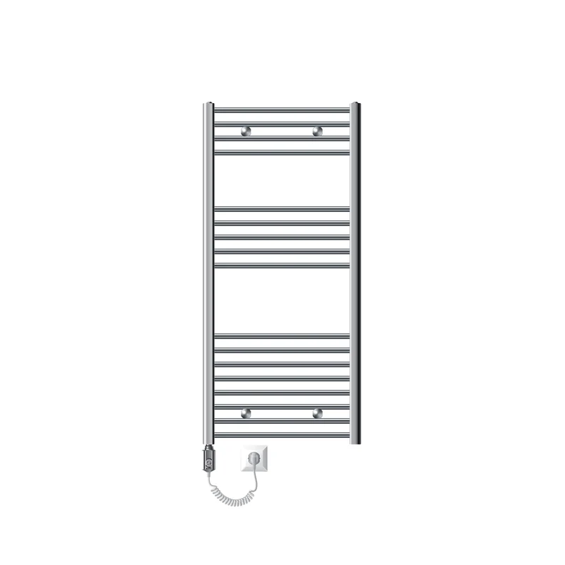 Elektrischer Badheizkörper mit Heizstab 1200W 600x1200 mm Chrome gebogen mit Seitenanschluss LuxeBath