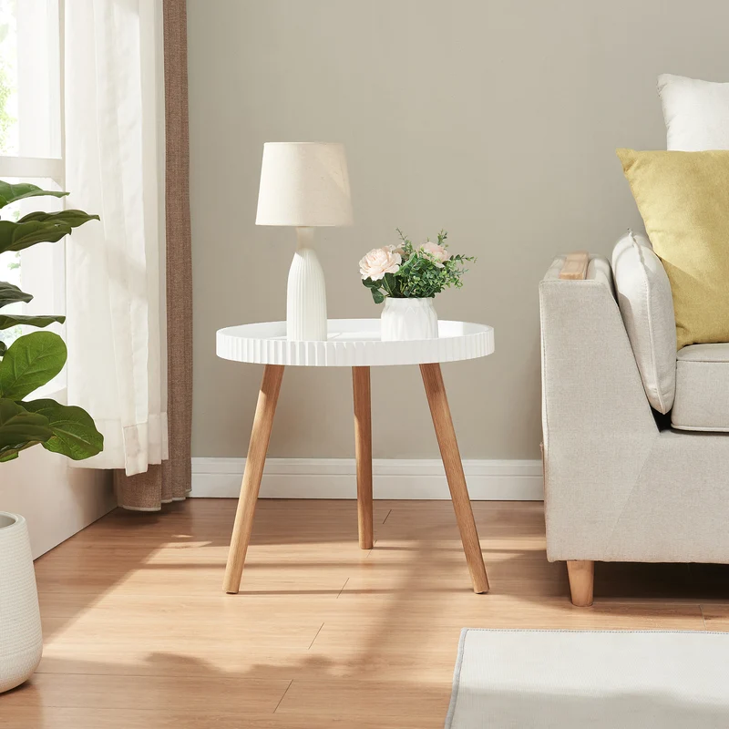 Beistelltisch Bongard Ø50x45 cm Weiß [en.casa]