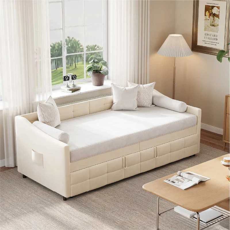Yelenaro Ausziehbares Schlafsofa mit Lattenrost – 2-in-1 Sofa Bett 90×200